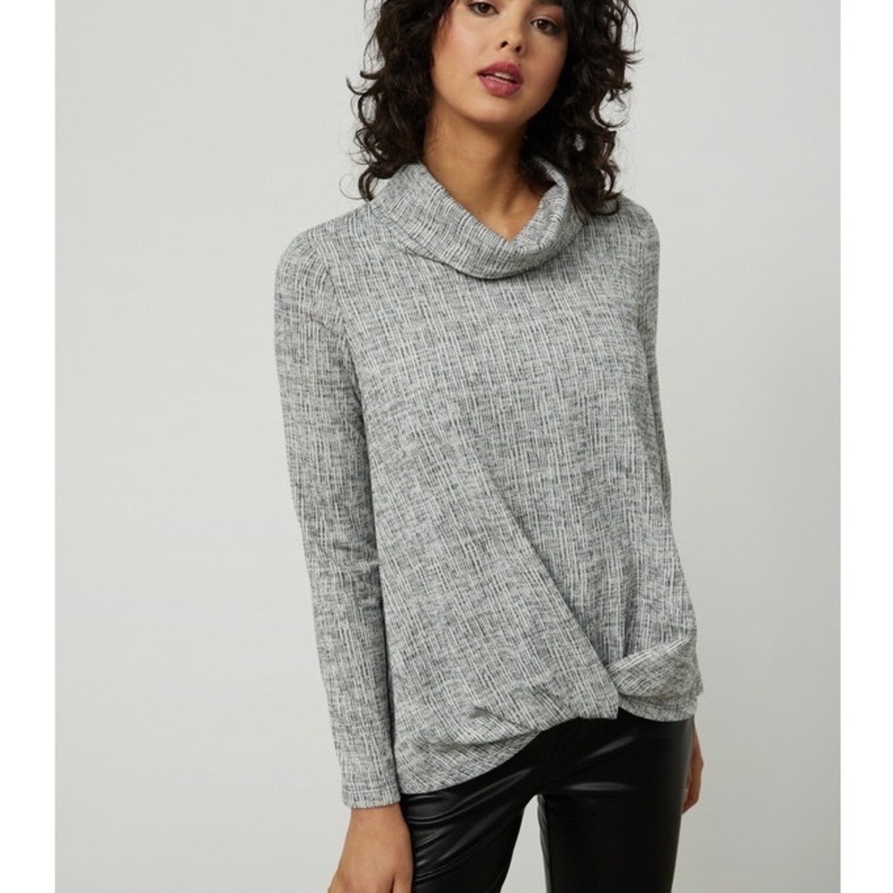 Joseph Ribkoff Grey Long Sleeve Cowl Neck Twist Front Sweater Womens‎ Size 12